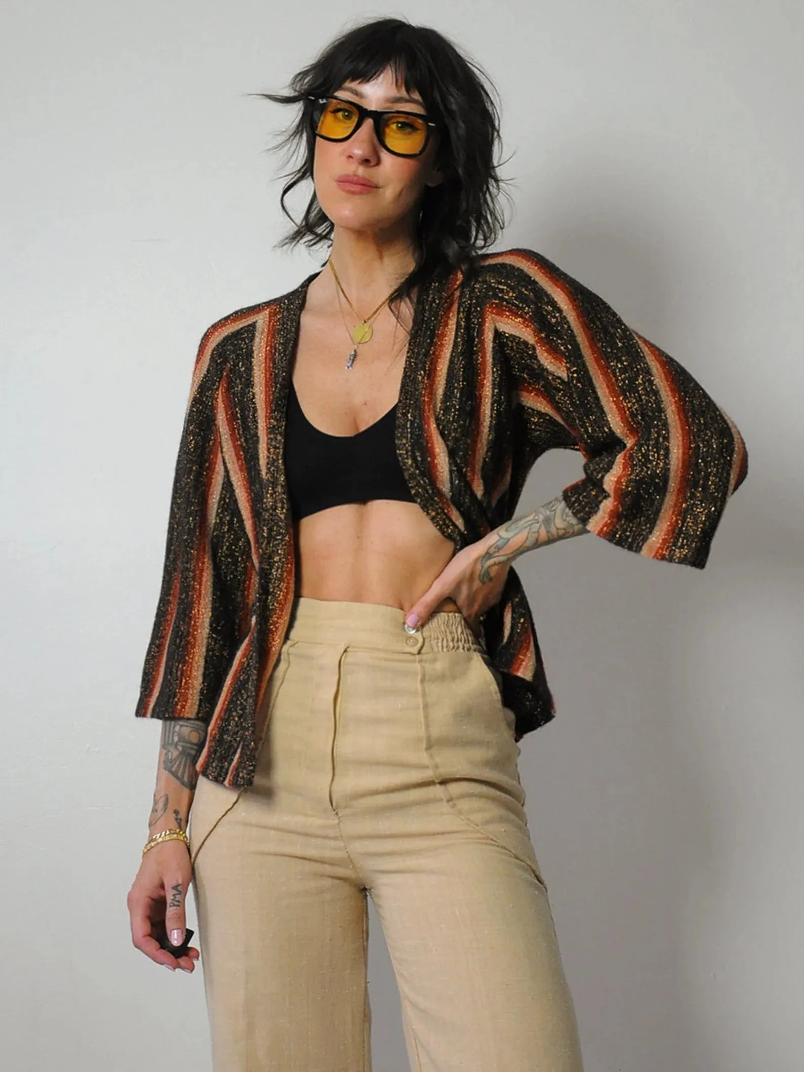 1970's Metallic Striped Cardigan