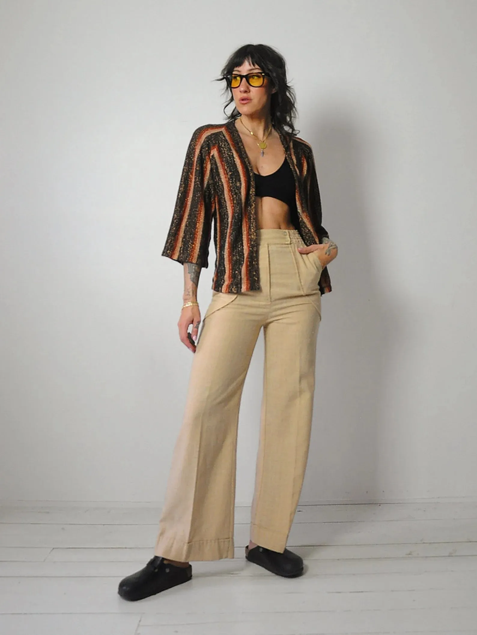 1970's Metallic Striped Cardigan