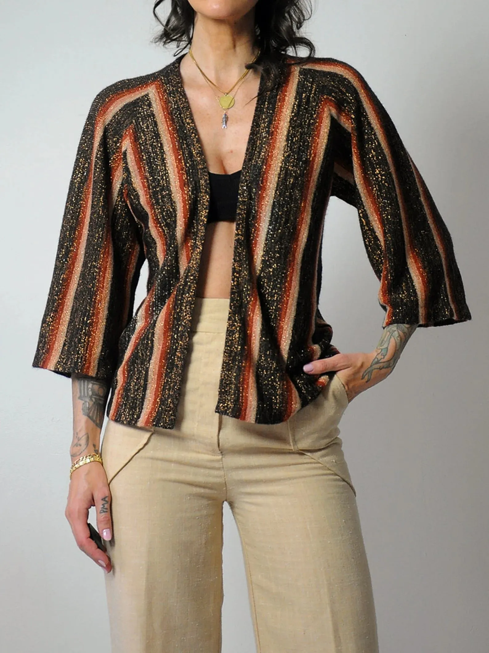 1970's Metallic Striped Cardigan