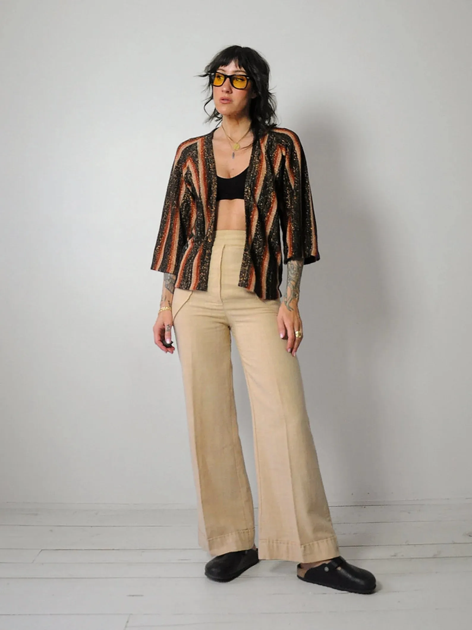 1970's Metallic Striped Cardigan
