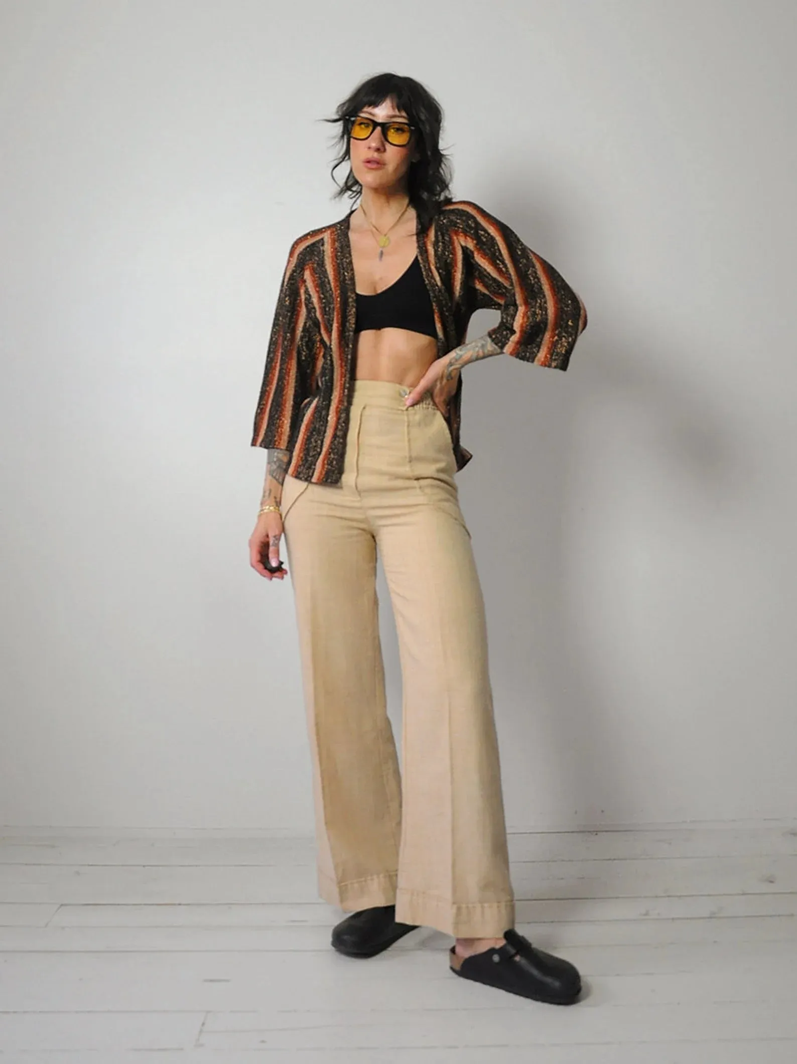 1970's Metallic Striped Cardigan