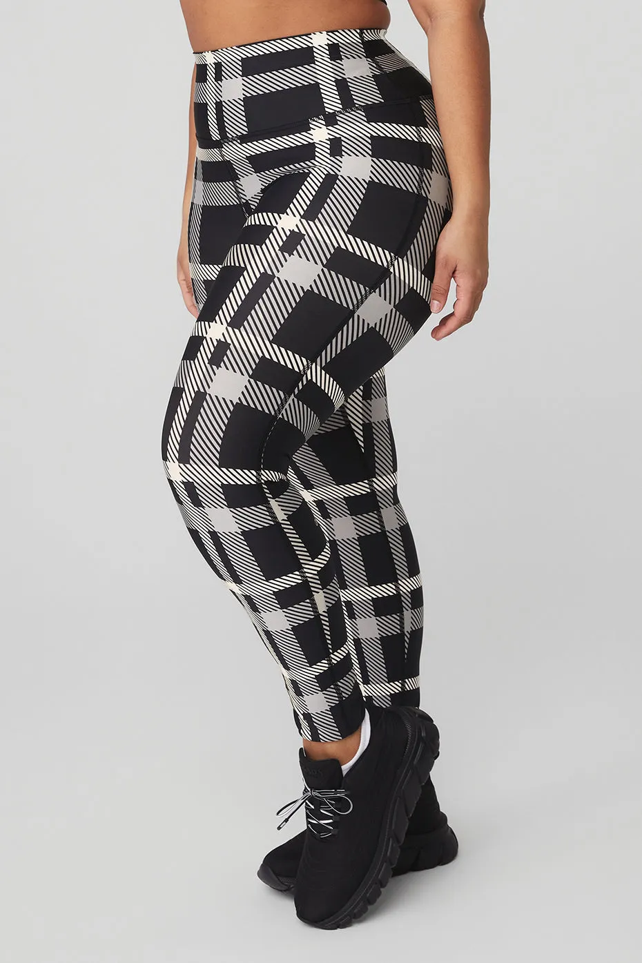 Airlift High-Waist Magnified Plaid Legging - Black/Ivory