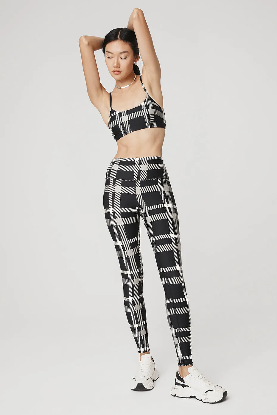 Airlift High-Waist Magnified Plaid Legging - Black/Ivory
