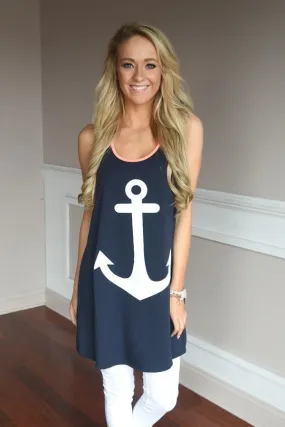 Anchor Tank Top ~ Coral