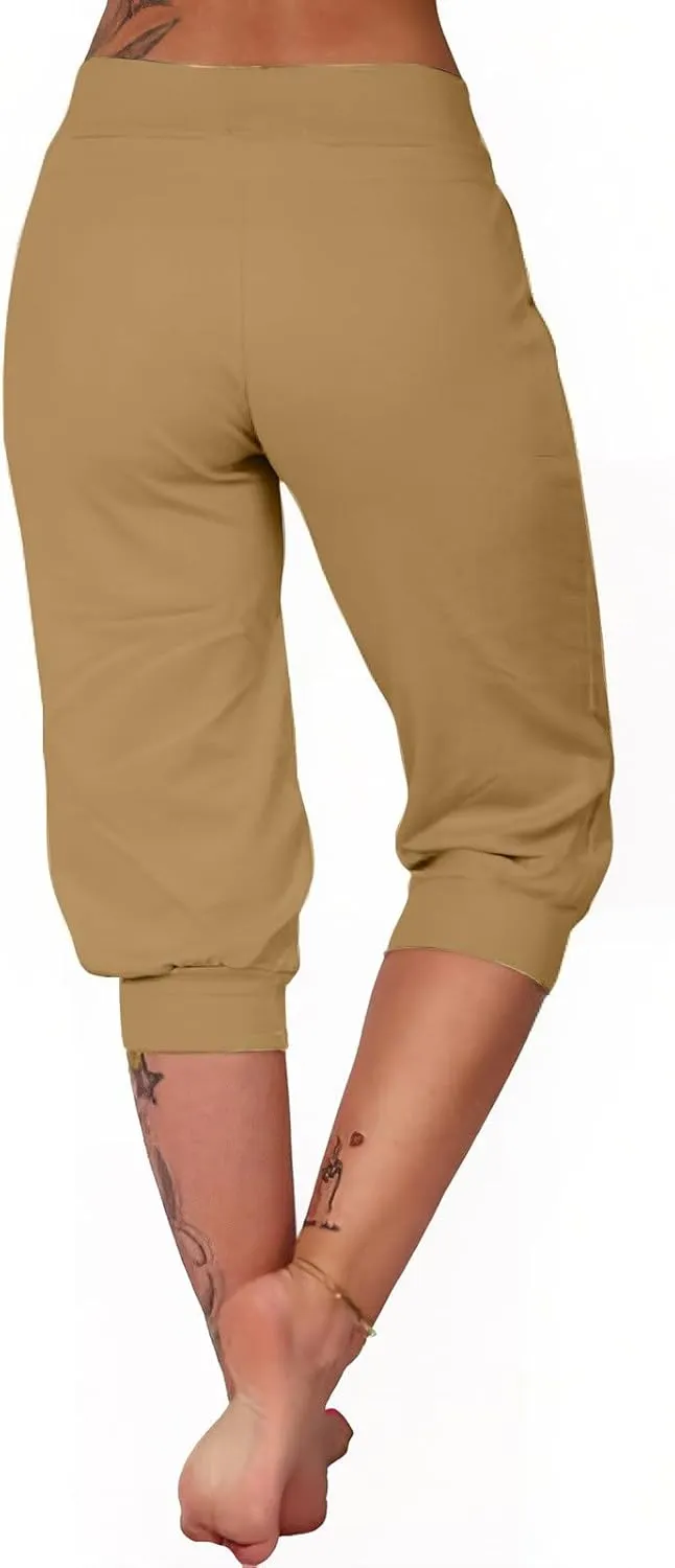 Athletic Works Capris for Women Plus Size Cropped Joggers Drawstring Yoga Pants Pockets Soft Sweatpants