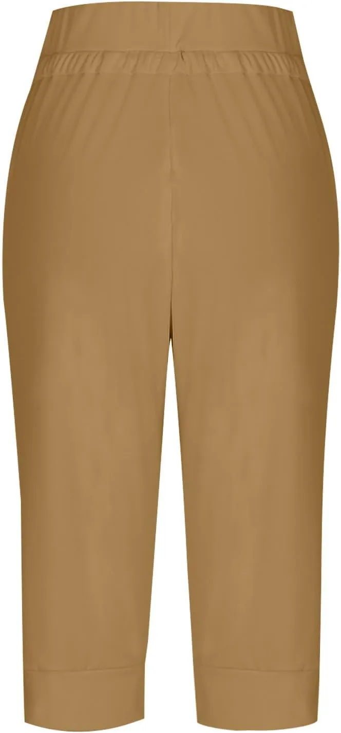 Athletic Works Capris for Women Plus Size Cropped Joggers Drawstring Yoga Pants Pockets Soft Sweatpants
