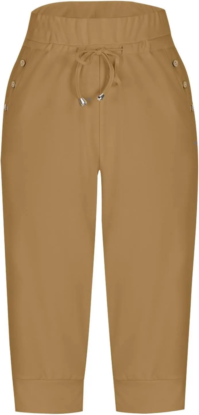 Athletic Works Capris for Women Plus Size Cropped Joggers Drawstring Yoga Pants Pockets Soft Sweatpants