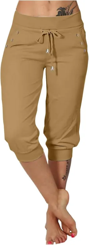 Athletic Works Capris for Women Plus Size Cropped Joggers Drawstring Yoga Pants Pockets Soft Sweatpants