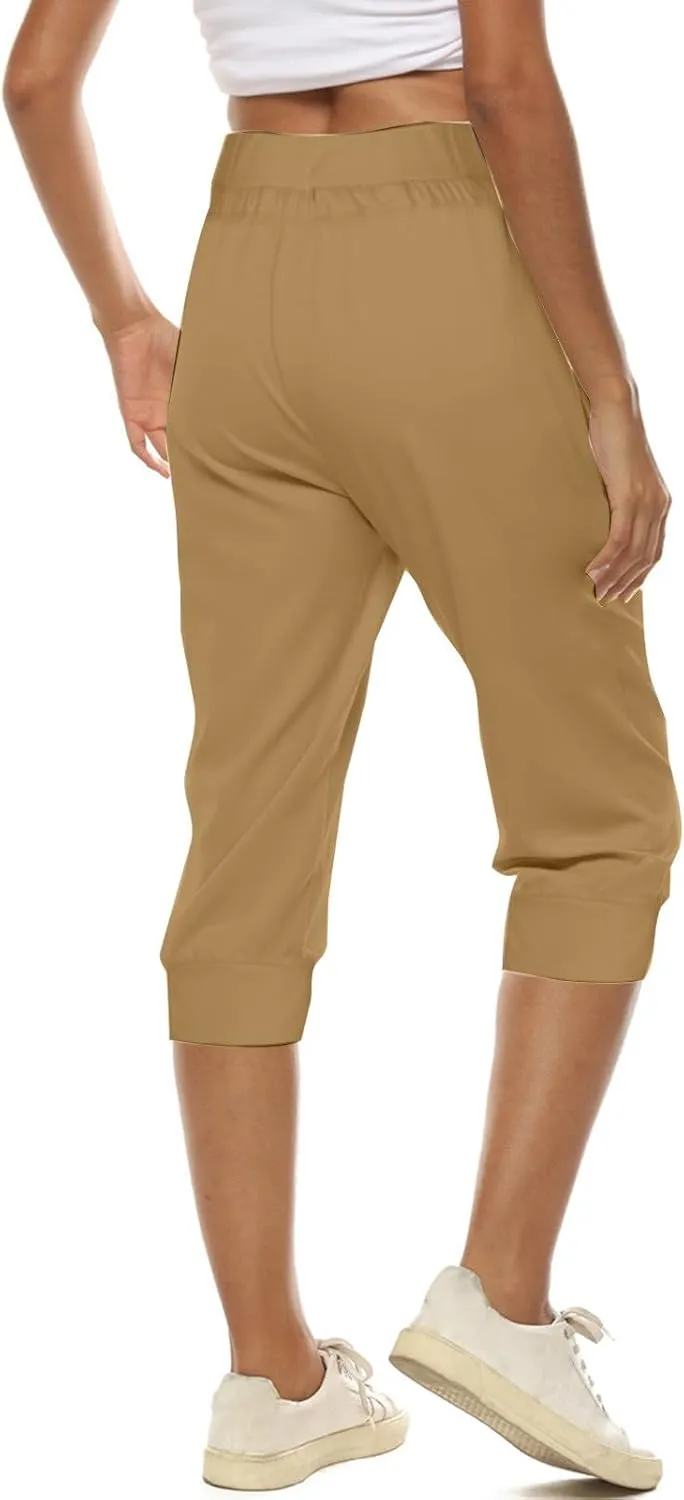 Athletic Works Capris for Women Plus Size Cropped Joggers Drawstring Yoga Pants Pockets Soft Sweatpants