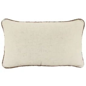 Beige Rope Trimmed Linen Cushion - 30cm x 50cm