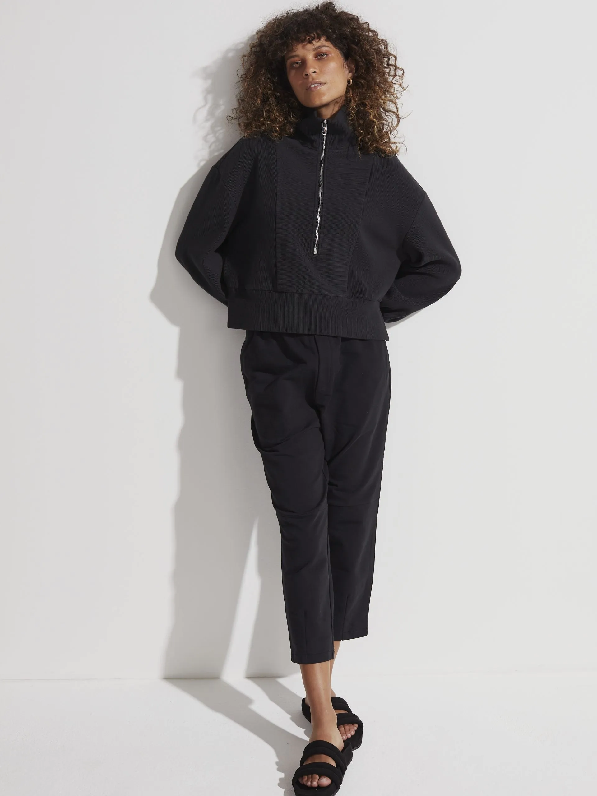Black Ramona Half Zip Sweater