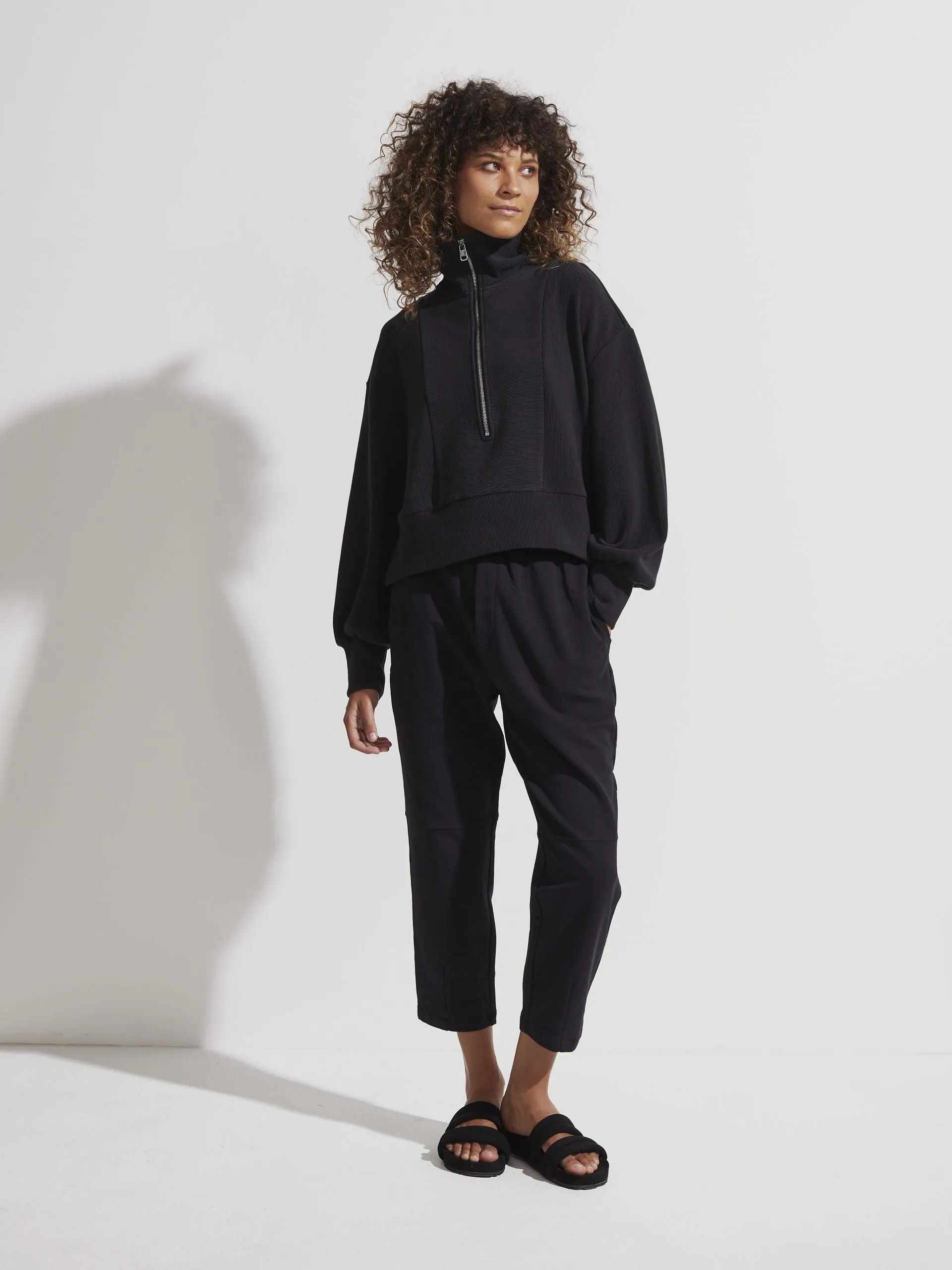 Black Ramona Half Zip Sweater