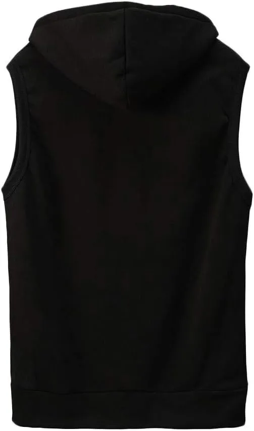 Casual Solid Sleeveless Hooded Jackets for Men Full Zip Up Lightweight Hoodies Sweatshirt Workout Gym Vest Tops with Pockets