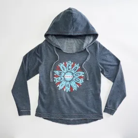 Chicago Flower Slub Ladies Triblend Lightweight Hoodie