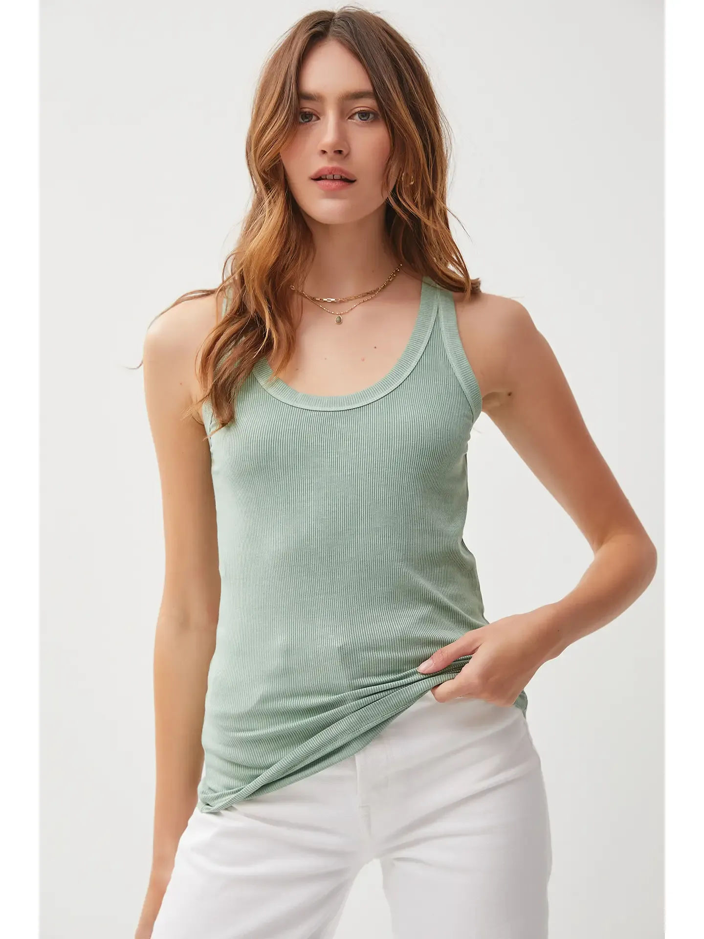 Classic Ribbed Scoop-Neck Tank