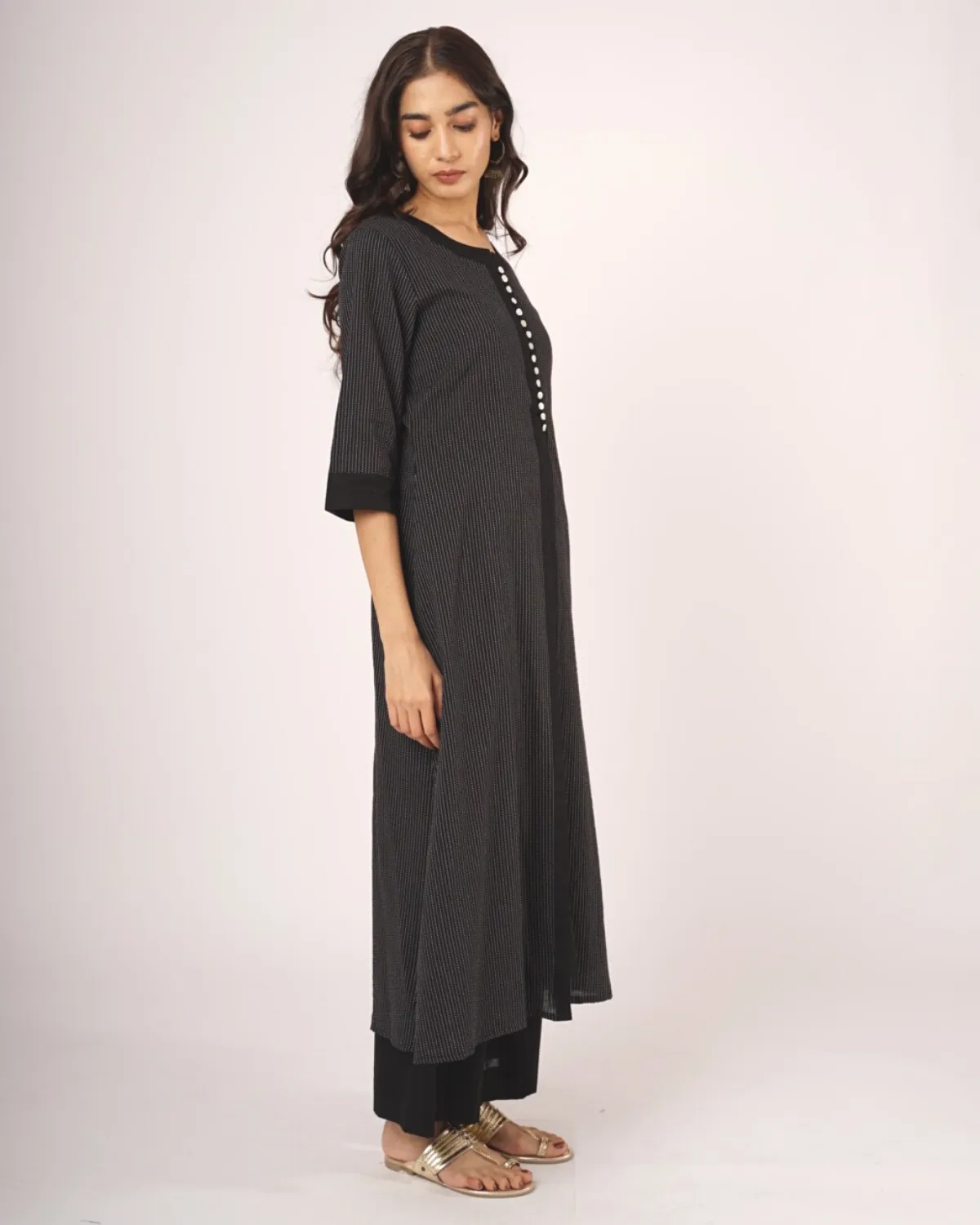 Cotton Black Katha Jacket  - Set of 3