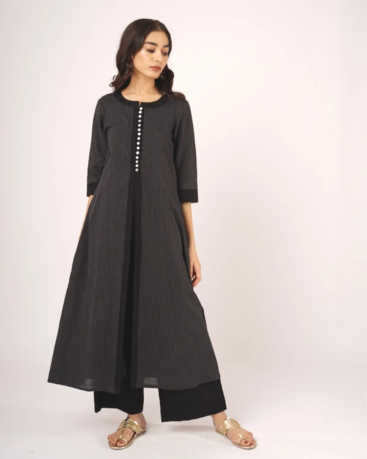 Cotton Black Katha Jacket  - Set of 3