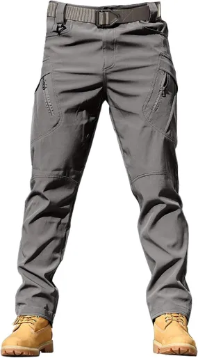 CRNTCEM Mens Waterproof Cargo Pants Ripstop Outdoor Work Hiking Pants Relaxed Fit Straight Leg Military Army Combat Pants