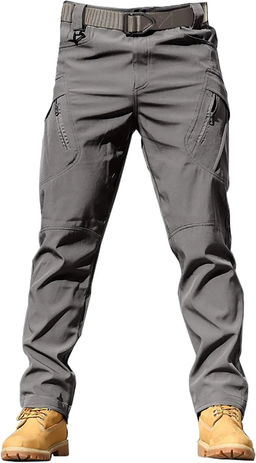 CRNTCEM Mens Waterproof Cargo Pants Ripstop Outdoor Work Hiking Pants Relaxed Fit Straight Leg Military Army Combat Pants