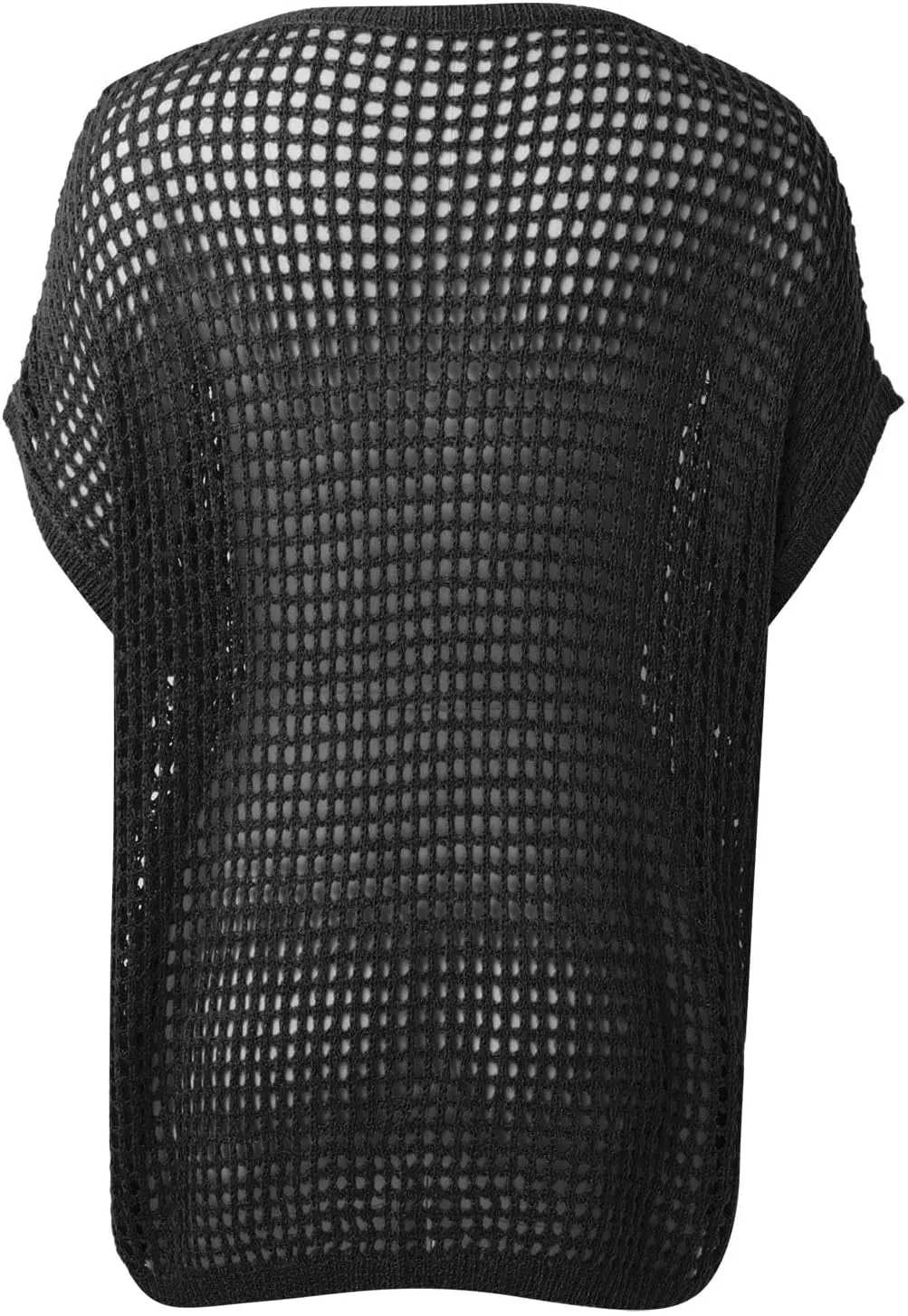 Crochet Tops for Women Summer Scoop Neck Off Shoulder Sweater Beach Coverup Short Sleeve Hollow Out Knit Pullover Top