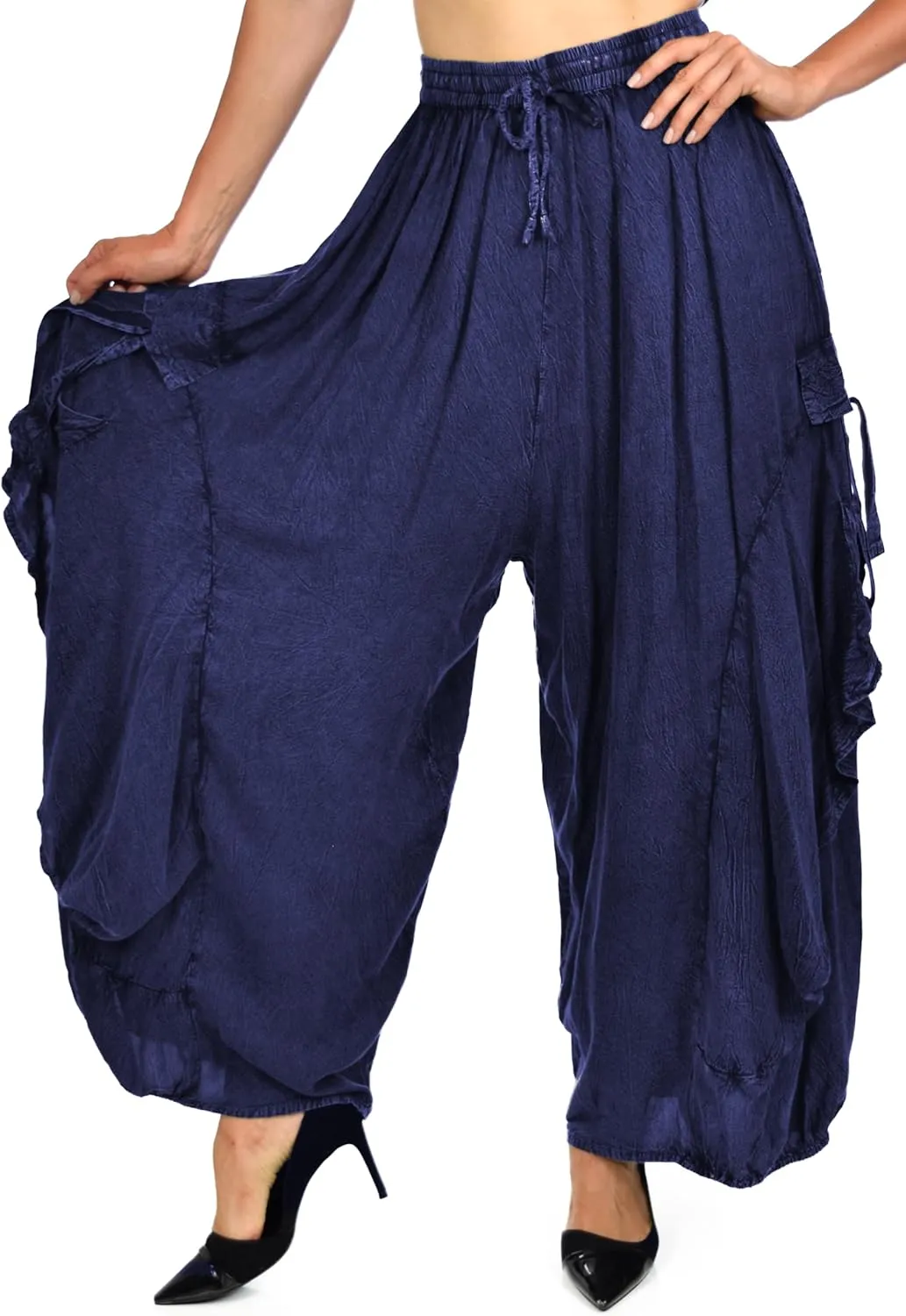 Dare2BStylish Women Loose Fit Elastic Waist Boho Wide Leg Palazzo Pants