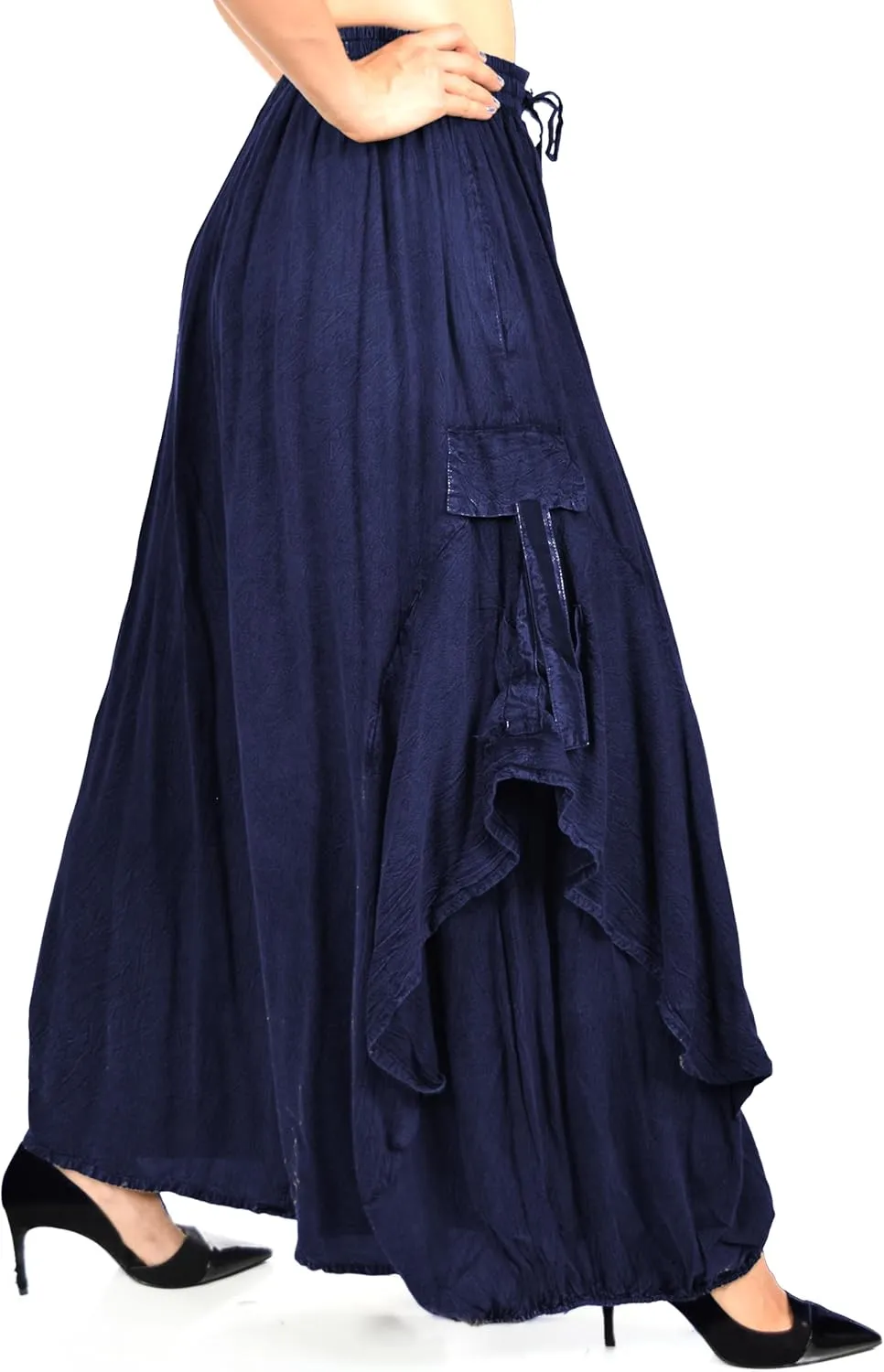 Dare2BStylish Women Loose Fit Elastic Waist Boho Wide Leg Palazzo Pants