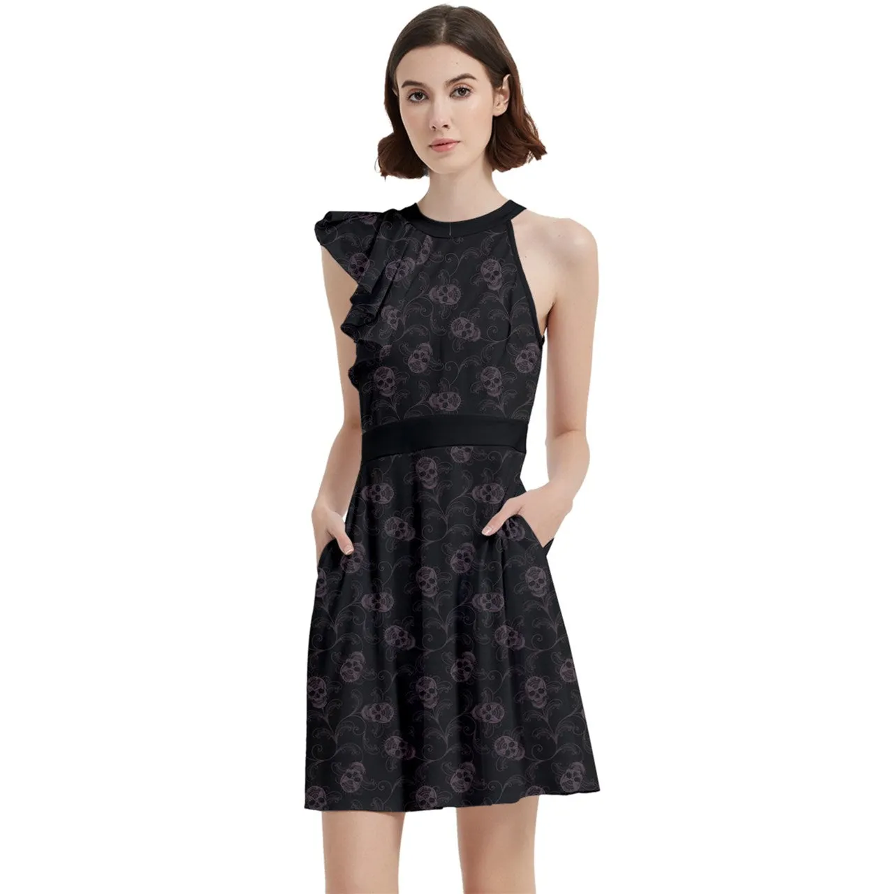 Dark Academia Cocktail Dress With Pockets