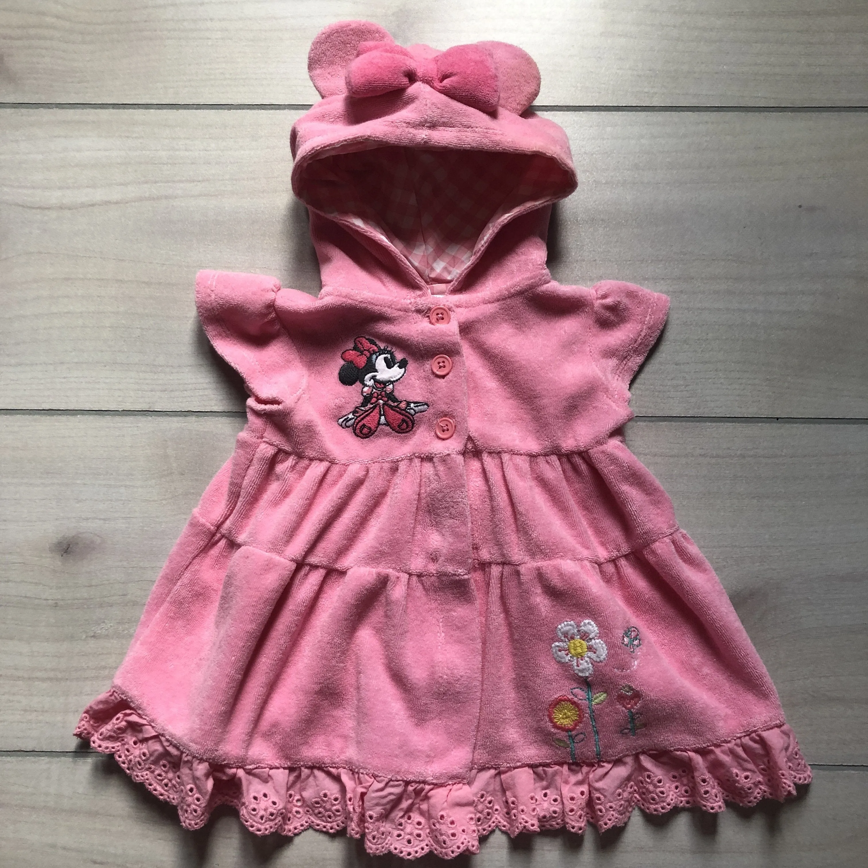 Disney Baby Pink Terry Hooded Swim Coverup