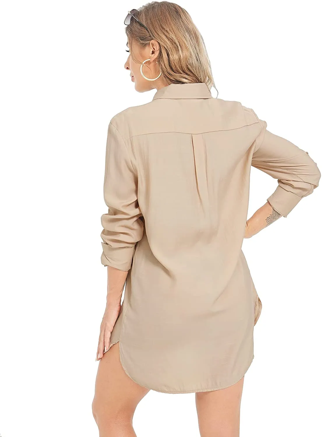 Dolores Apricot Silky Button Down Swimsuit Cover Up