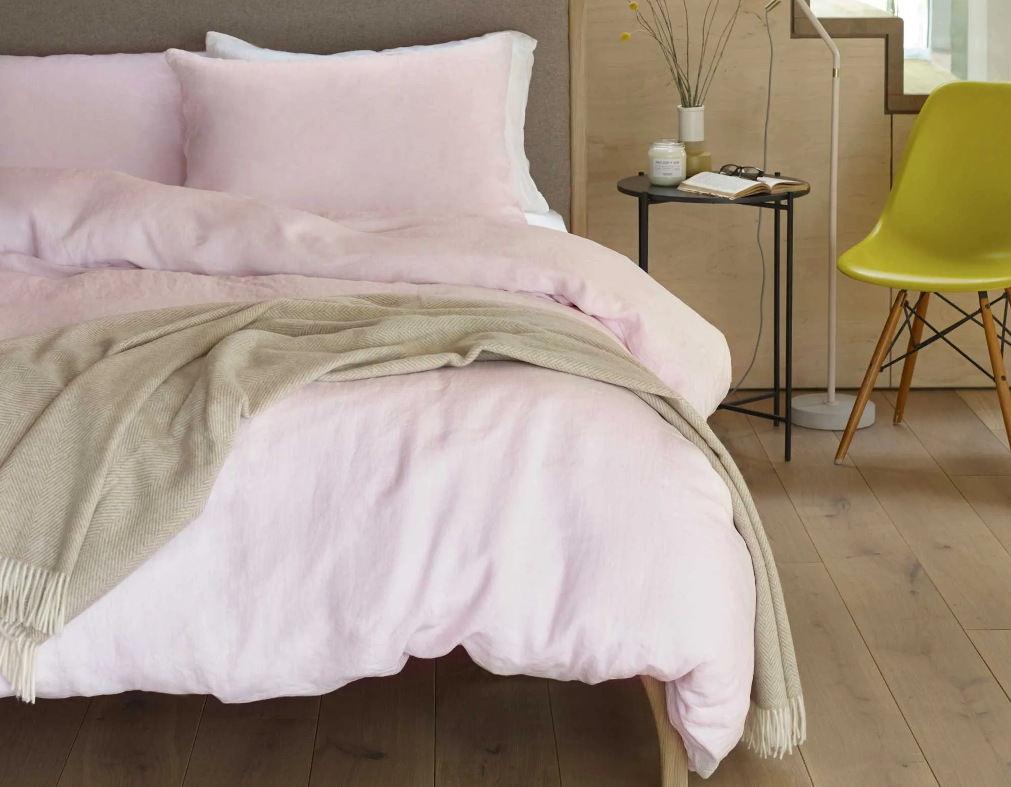Double Linen Duvet Cover - Soft Pink
