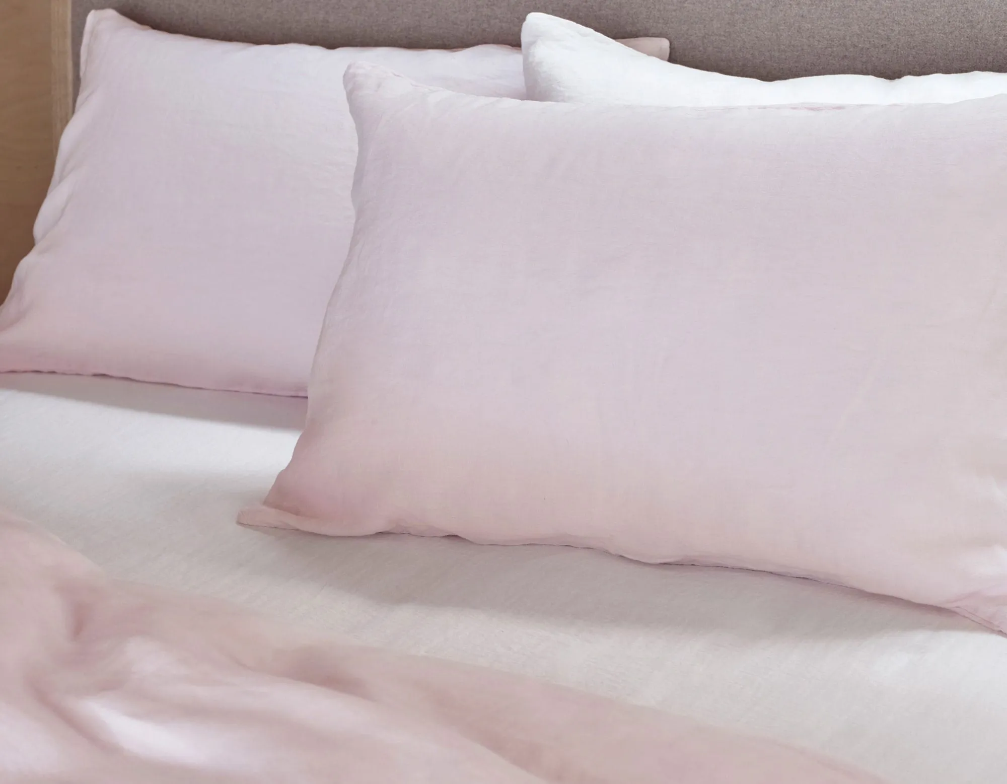 Double Linen Duvet Cover - Soft Pink