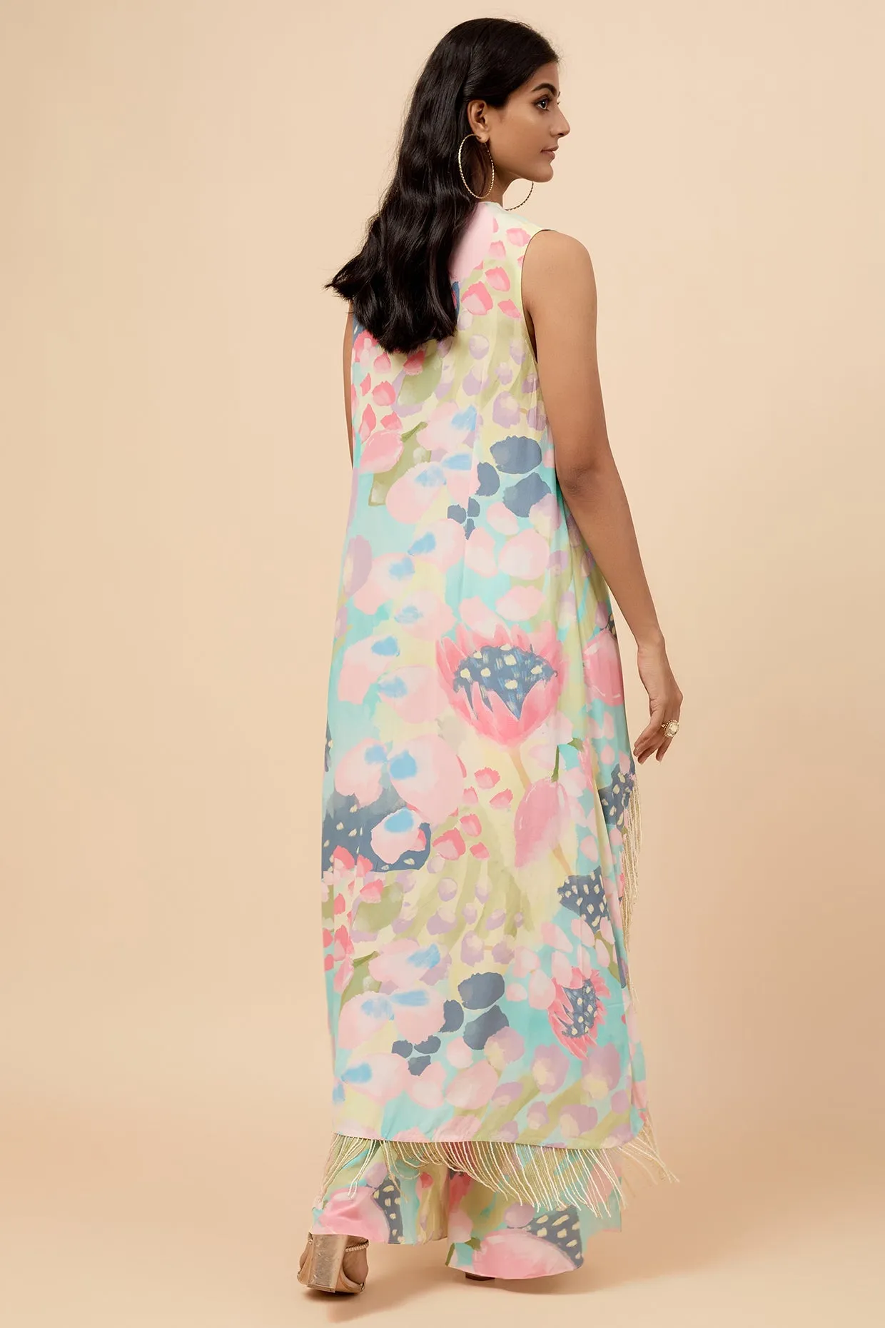 Euphoria Printed Kurta With Palazzo And Belt