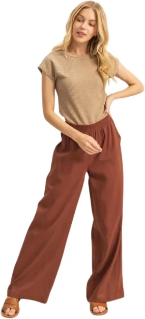 Front Tie Waist Tiered Palazzo Pants (US, Alpha, Small, Regular, Regular, Chocolate)