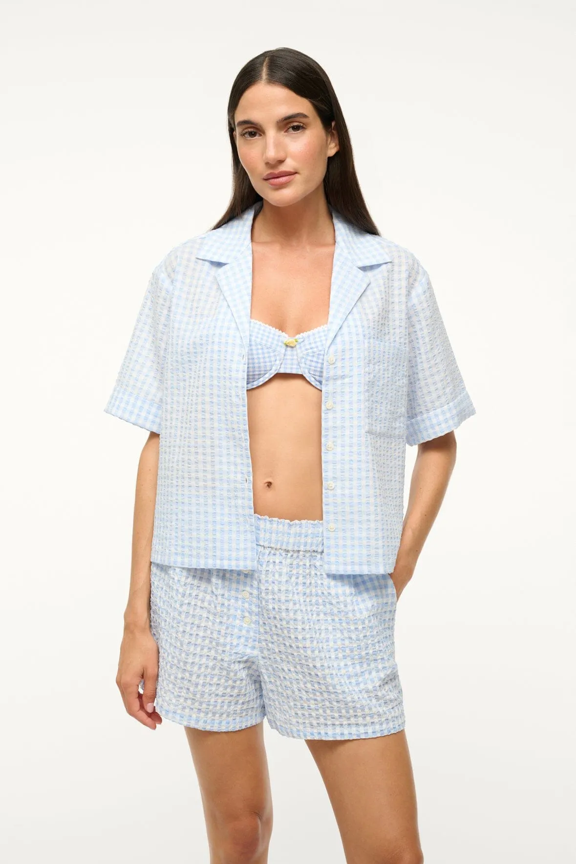 GABI COVERUP SHORT | SKY GINGHAM