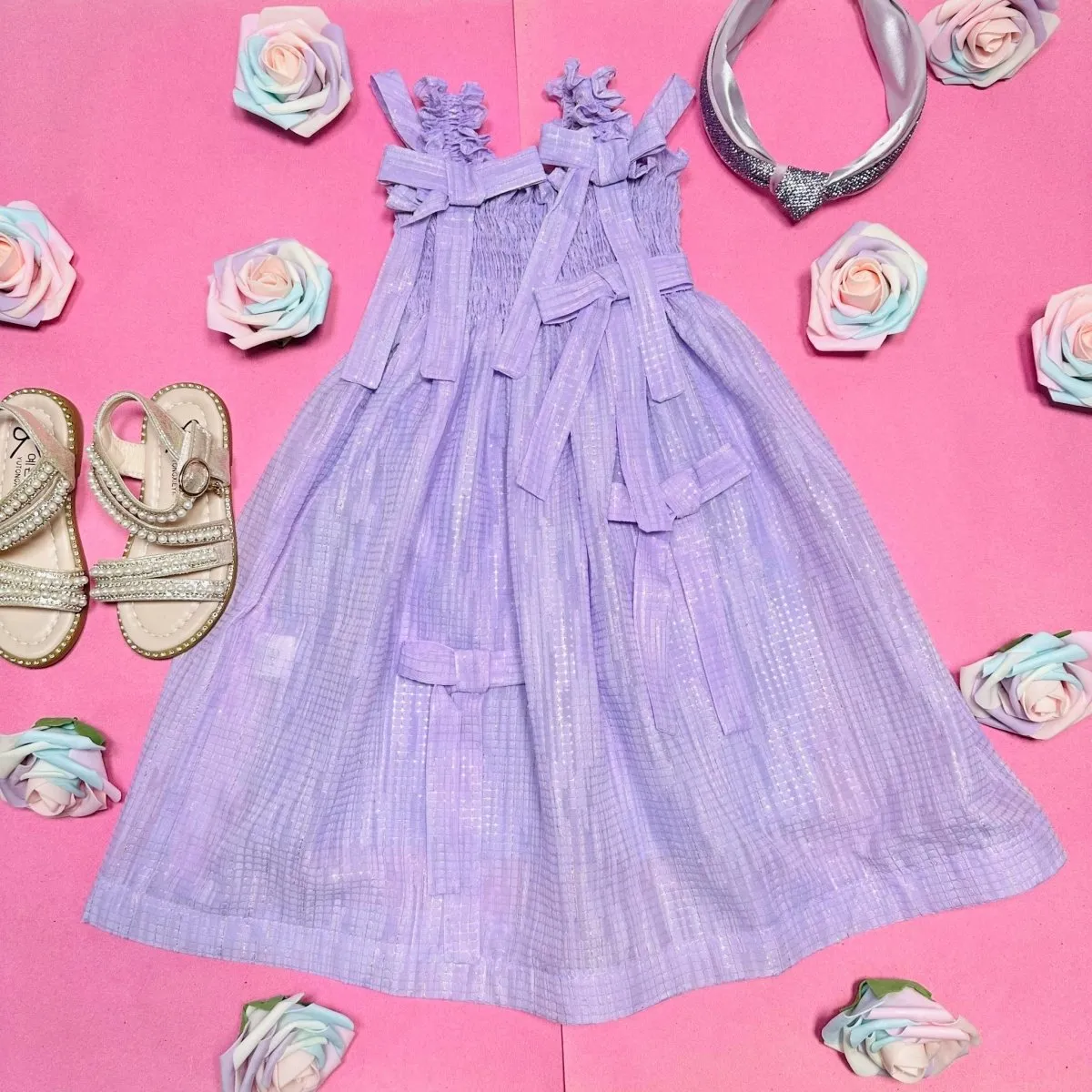 GLORIA SHIMMER RIBBON DRESS