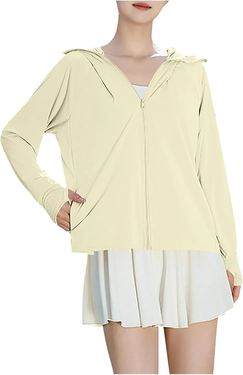 HGps8w Women's UPF 50  Sun Protection Hoodie Jacket Quick Dry Lightweight Long Sleeve Fishing Hiking Sun Shirt with Pockets