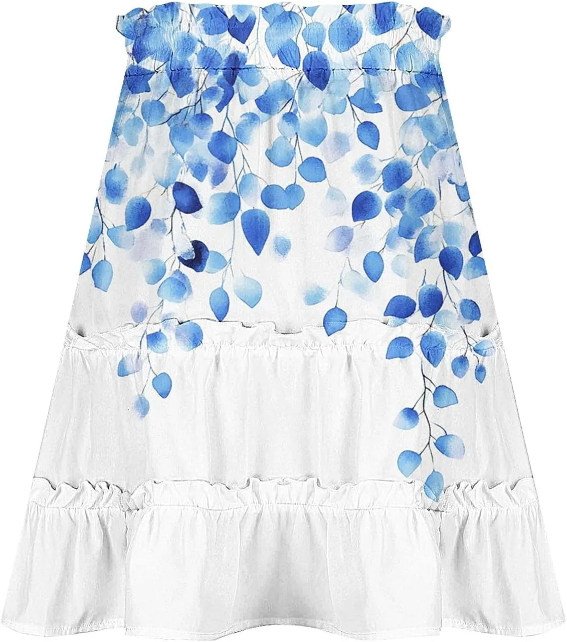 High Waist Floral Mini Skirts for Women Boho Style Beach Short Skirt Flower Print Hawaiian Pleated Half Dress