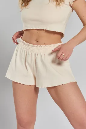 Hinoki pointelle ethical-cotton pyjama shorts - Shoreline Peach
