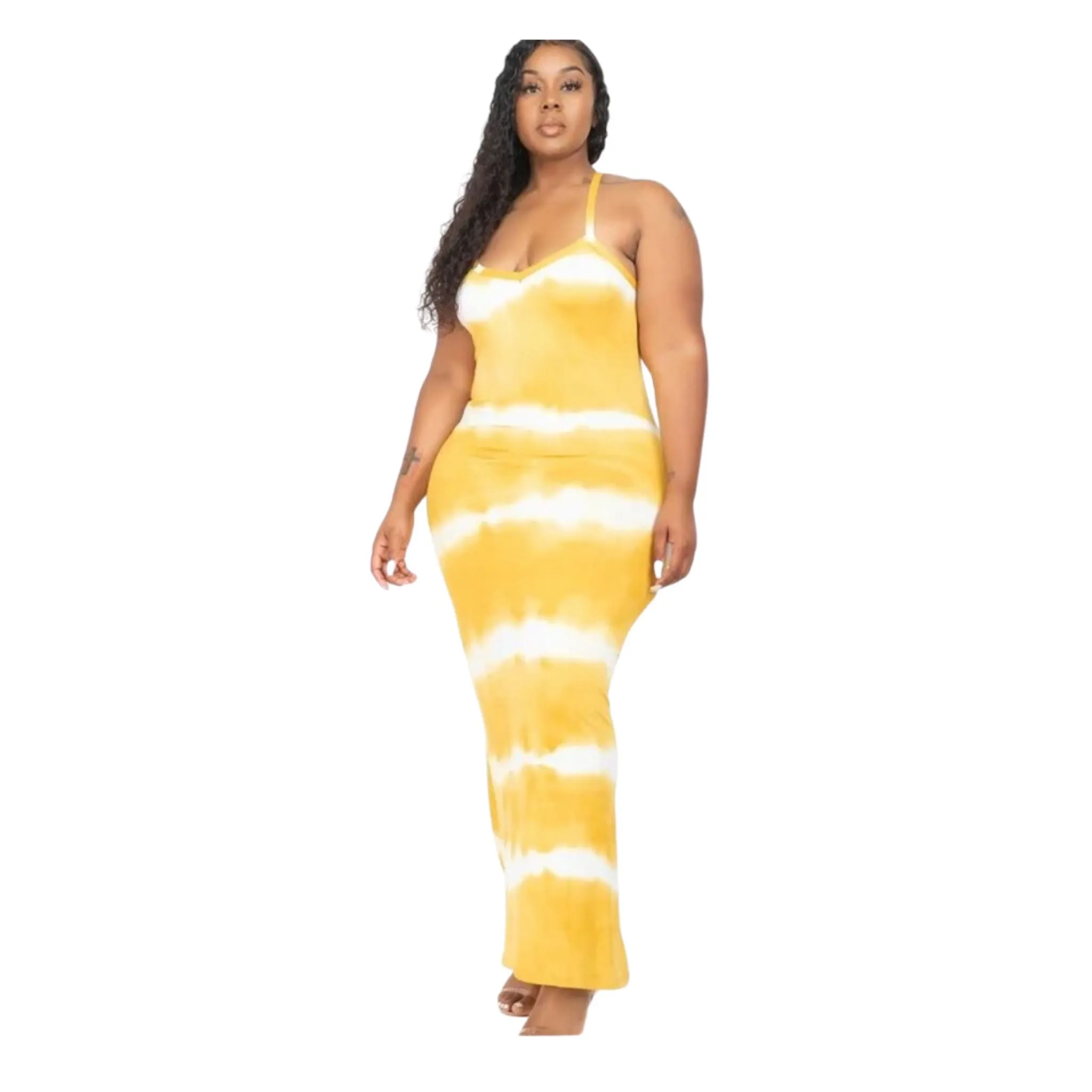 Ivy Stripe Tie Dye Maxi Dress Plus
