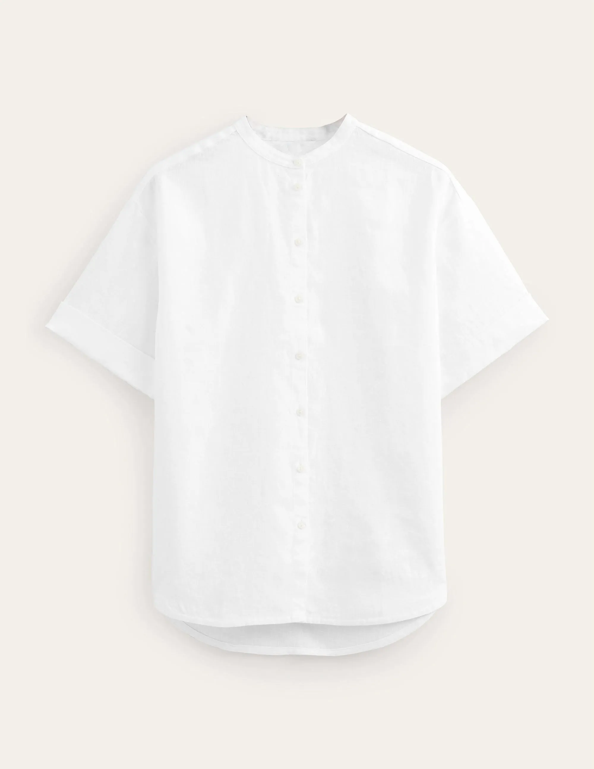 Kimono Sleeve Linen Shirt-White