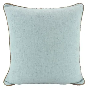 Light Blue Rope Trimmed Linen Cushion - 50cm x 50cm