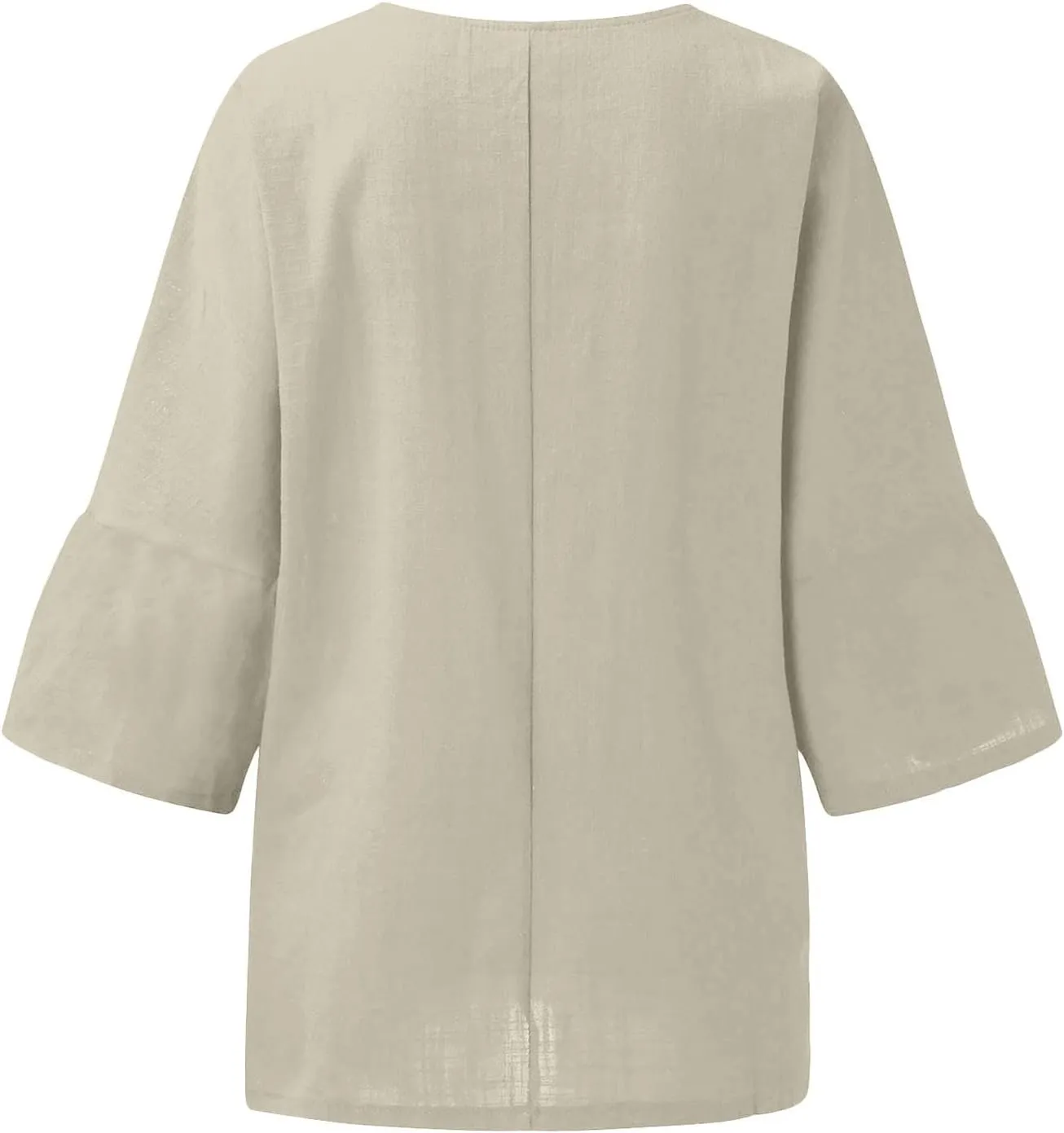 Linen Shirts for Women Summer Cotton Crewneck Blouses Casual Loose Fit Short Sleeve Tunic Tops Soft Side Split Tees