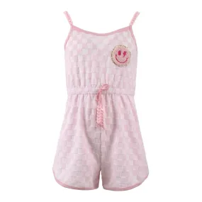 LOL Checkered Emoji Smile Face Romper
