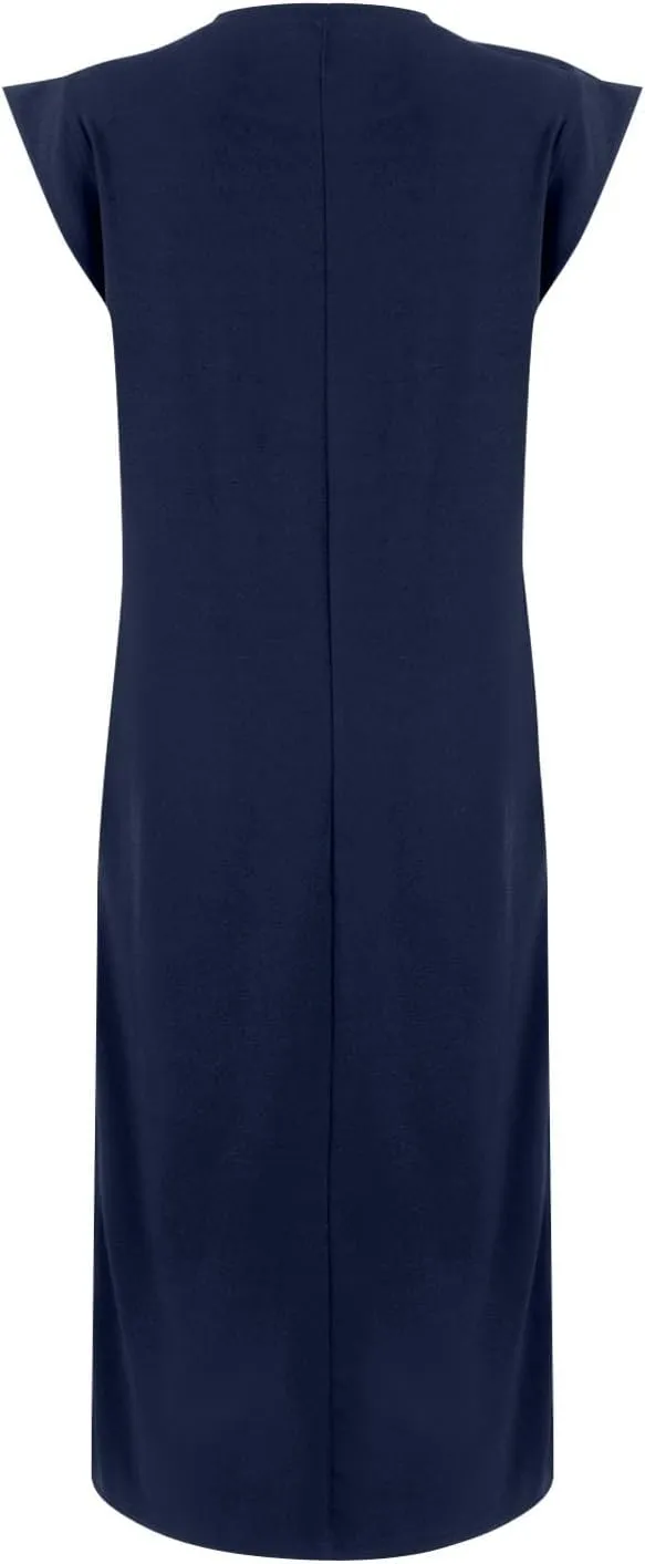 Long Maxi Dresses for Women Summer Casual Dress Crewneck Sleeveless Sundress Loose Fit Split Beach Dress with Pocket