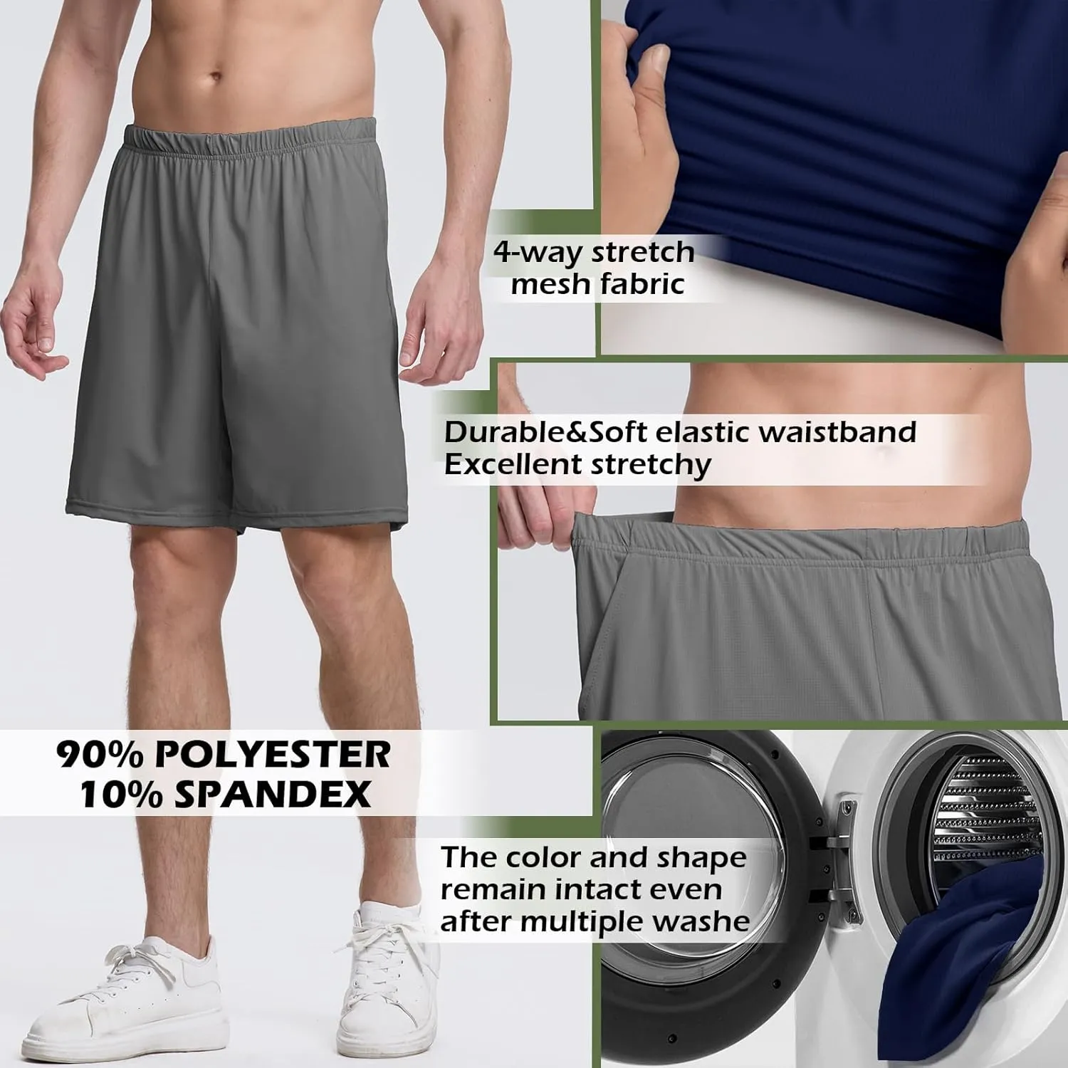 Mens Athletic Running Shorts 2 Pack Quick Dry with Pocket Gym Workout Shorts for Men Swim Trunks Board Pajama