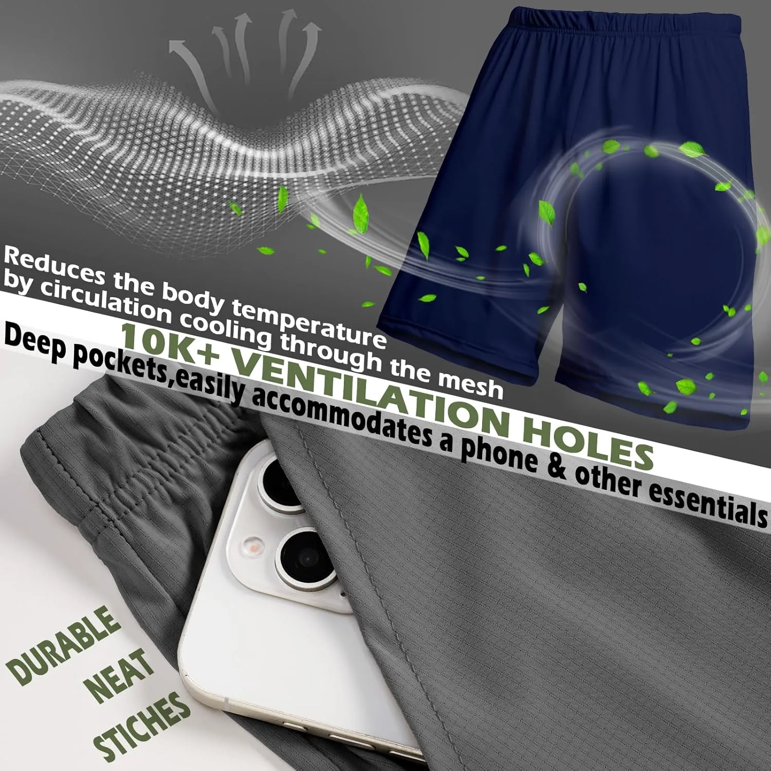 Mens Athletic Running Shorts 2 Pack Quick Dry with Pocket Gym Workout Shorts for Men Swim Trunks Board Pajama