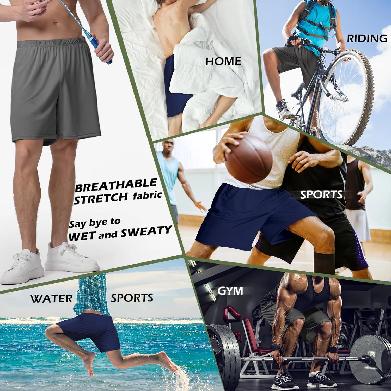 Mens Athletic Running Shorts 2 Pack Quick Dry with Pocket Gym Workout Shorts for Men Swim Trunks Board Pajama
