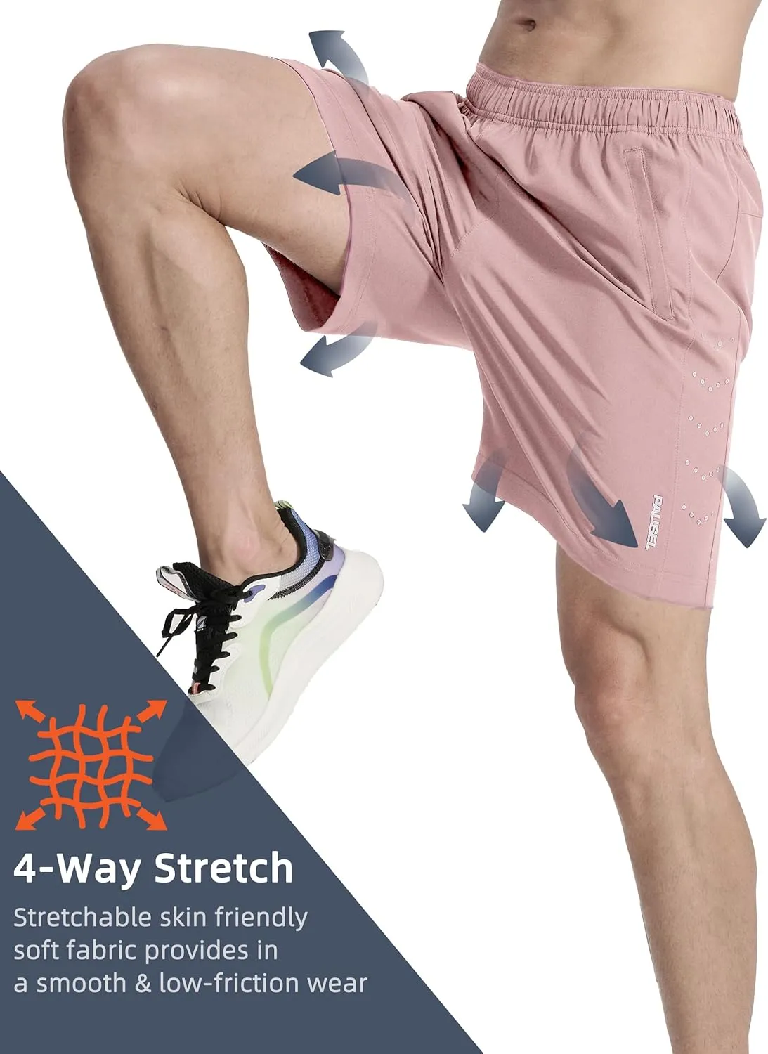 Men's Athletic Running Shorts Quick Dry Lightweight Tennis Gym Workout 7 inch Basketball Shorts for Men 3 Zipper Pockets