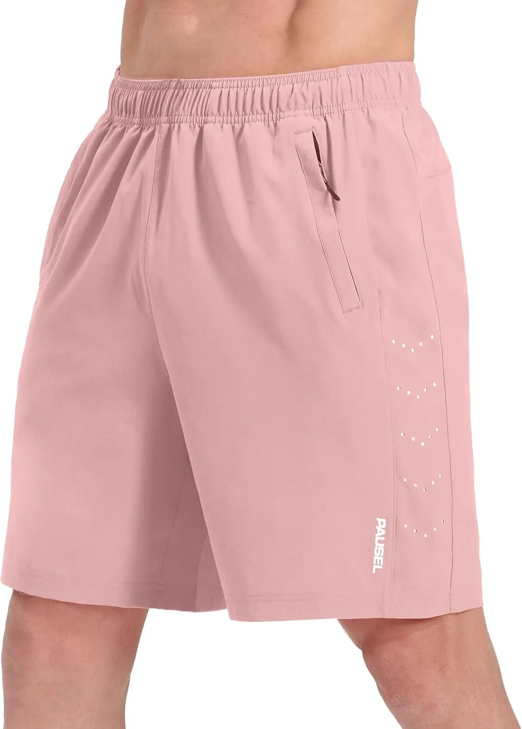 Men's Athletic Running Shorts Quick Dry Lightweight Tennis Gym Workout 7 inch Basketball Shorts for Men 3 Zipper Pockets