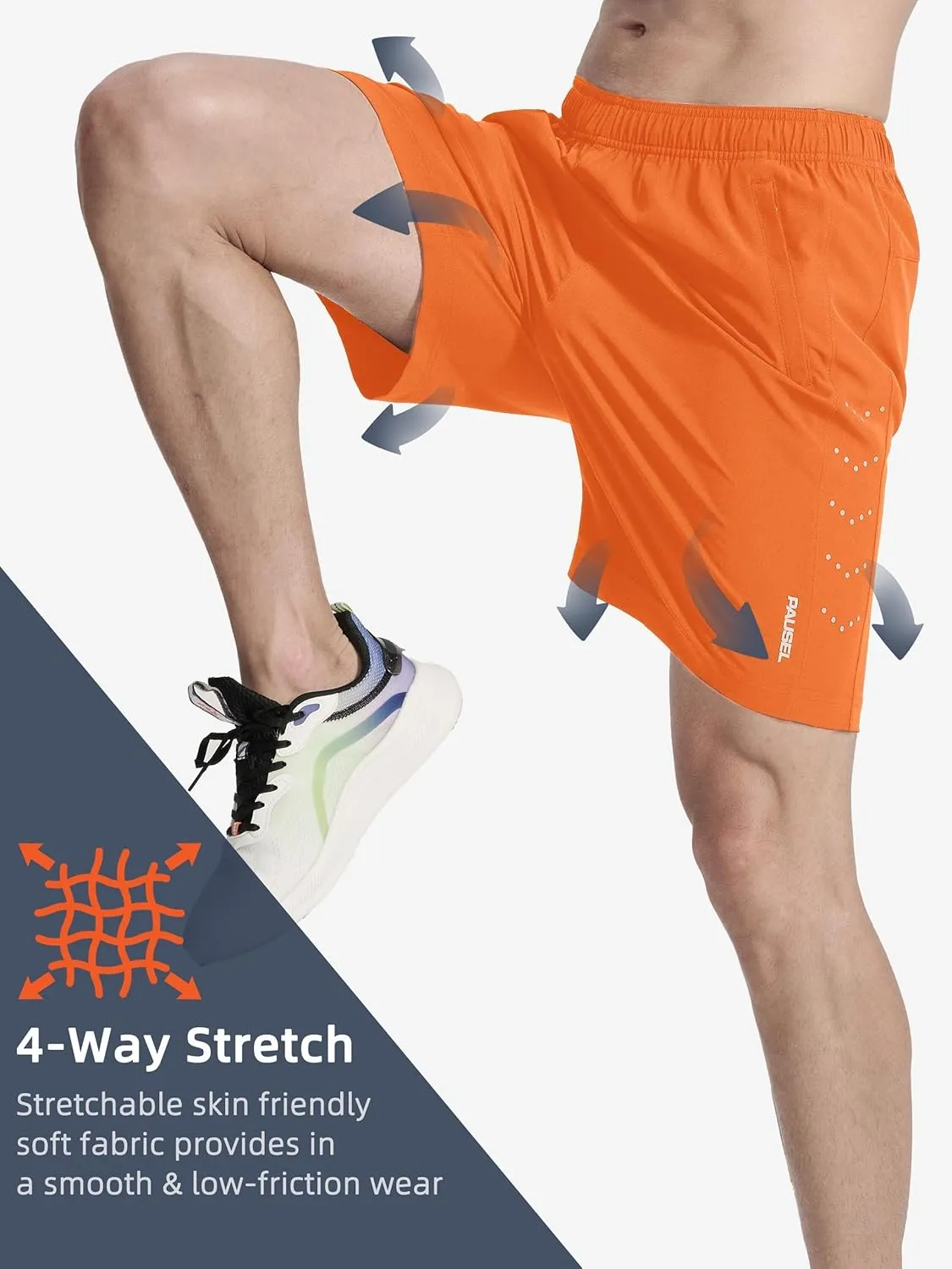 Men's Athletic Running Shorts Quick Dry Lightweight Tennis Gym Workout 7 inch Basketball Shorts for Men 3 Zipper Pockets